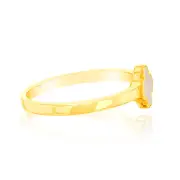 Sterling Silver Gold Plated White Shell Pearl Four Leaf Clover Ring, Q