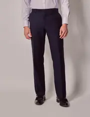 Hawes & Curtis Navy Herringbone Wool Classic Fit Suit Trousers Size: 40" (EU 56)