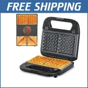 Versatile Black 3-in-1 Sandwich Maker with Non-Stick Plates & LED Indicators