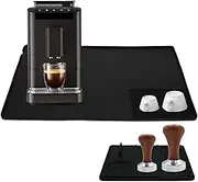 Coffee Bar Mat,Silicone Coffee Counter Mat,Coffee Machine Mat,Coffee Maker Mat with Raised Edges,Silicone Coffee Mat,Waterproof Coffee Bar Mat for Kitchen Countertop (Black, 60x40cm)