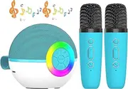 ZONEY Mini Karaoke Machine for Kids Adults,Portable Bluetooth Speaker with 2 Wireless Microphones, MP3 Music Player Gifts Toys for Girls 3-12 Year Old Birthday Family Home Party (Blue)