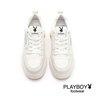 PLAYBOY 時尚美型 真皮厚底休閒鞋-米-【Yes 優質女鞋】