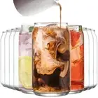 Drinking Glasses Set of 10 - Can Shaped Glass Cups, 16oz Iced Tea/Coffee Glas...