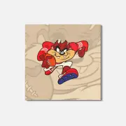 Taz Football Player Cartoon 4'' X 4'' Square Wooden Coaster