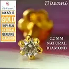 2.2mm Natural Si Diamond Engagement Nose Lip Labret Screw Stud Piercing Ring Pin