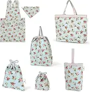 COLORFUL CANDY STYLE Laura Ashley NT904800 Kindergarten Entrance School Entrance 6-Piece Set, Lesson Bag, Quilting (Gusset), Shoe Case, Drawstring Clothes, Gymnastics Clothes, Lunch Bag, Cup Bag,