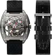 [CIGA Design] Watch for Men Automatic Mechanical Wristwatch Waterproof Stainless Steel Watch with Silicone Leather Strap Sapphire Crystal Glass Tonneau Case Unisex Timepiece Z Series