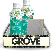 Lemon Scent Dishwasher Rinse Aid Gel 8.45 oz Bundle with Microfiber Cloth - Streak-Free Dishwasher Rinse Aid for Spotless Dishes - Removes Hard Water Deposits and Boosts Shine - (3 Items)