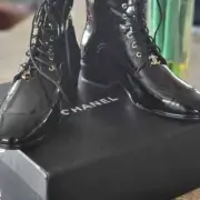 CHANEL NEW Black Patent Boots Ankle Booties 39