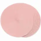 Round Braided Placemats Set of 6 Place Mats for Dining Tables Woven 6pcs Pink