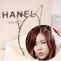 在飛比找樂天市場購物網優惠-蒐藏家-韓國貓耳朵髮箍 豹紋髮箍 發帶 聖誕髮飾 跨年 化妝