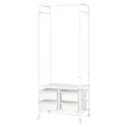 Levede Metal Open Wardrobe Clothes Rack with 4 Storage Boxes 63CM White