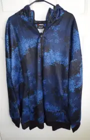 And1 Mens BBall Hoodie Size 3XL Black w/ Blue Front Zip Side Pockets Classic Fit