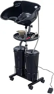 Portable Shampoo Bowl with Pump, 2 Tanks Buckets,10 L Salon Apron Shampoo Basin, Portable Salon Hair Basin Barber,Backwash Shampoo Hair Treatment with Drain Hose A