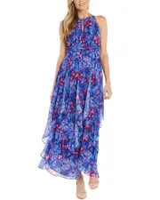 RM Richards Printed Chiffon Halter Dress