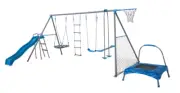Swing Set Kids - 8 Station Outdoor Set With Slide And Swings