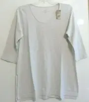 NWT J JILL(PURE JILL) HIGH-LOW TOP/TUNIC-LARGE-3/4 SLEEVE-LT GREY HEATHER -NICE!