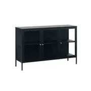 CARMEL 132cm 3 Glass Doors Sideboard Modern Furniture - Black