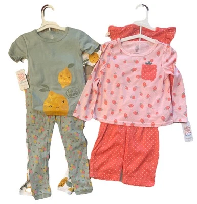 Carter's Just One You Girls 7 Piece Short Sleeve Pajama Sets Lemon & Berries 3T