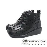 在飛比找樂天市場購物網優惠-WALKING ZONE(女)洞洞透氣個性拉鍊短靴 女鞋-黑