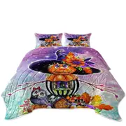 Pumpkin Witch Jack O Man Halloween House Coverlet