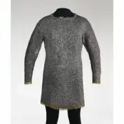 Medieval Hauberk Chain mail Flat Riveted Oiled Chainmail Shirt Reenactment