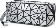 [DUBENS] Fashionable toiletry bag, cosmetic bag, make-up bag, pencil case, bag zip, toiletry bag with beautiful print motifs (silver)