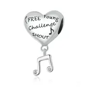 Silver plating Heart and Musical Notes Charm for Bracelet Jewelry DIY Bangle