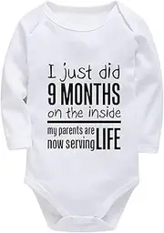 [WOOYONGING] I Just Did 9 Months On The Inside Neutral Baby Clothes Girl Long Sleeve Baby Boy Rompers Newborn White Baby Boy R
