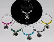 Snowflake Wine Glass Charms Set of 6 Drink Markers Winter NEW