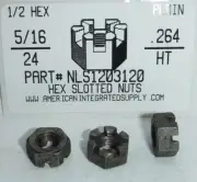 5/16-24 HEX SLOTTED NUTS STEEL PLAIN 1/2"AF X .264"TH (20)