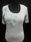 Talbots Light Blue Blouse Shirt Top w/ Embellishment Flowers Ribbons NWT Sz M