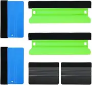 Vinyl Wrap Squeegee, Microfiber Felt Edge, Window Tint, Sticker Application, Car Decal Installation, Smooth&Scratch-Free on Film and Wallpaper, 6Pcs, 3 Hardness, Black, Blue, Green