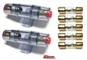 Amplifier Inline Fuse Holder 4 or 8 Gauge AWG AGU + 5 Pack of 80 Amp Fuses 12v