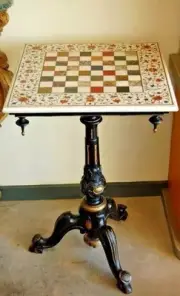 15" Custom White Marble Chess Set Vintage Inlay Floral Arts Chess Board with Pcs