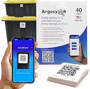 [Argosy QR] Code Durable Labels (2.25" x 2.25") for Storage & Moving - 40 USA-Made Inventory Stickers with Free Organization App