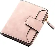 [Generic] Women Purse Bifold Purse Ladies Zipper Coin Wallet for ID Coins Notes Debit Travel Cards (Pink, One Size)