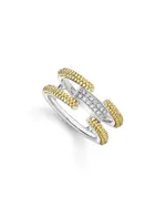 Lagos 18K Yellow Gold & Sterling Silver Caviar Lux Clip Diamond Pave Ring - Exclusive