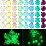 48 Pieces Marbles Glow in The Dark Mixed Colors Luminous Glass Marbles Runs for Kids Marble Games DIY and Home Decoration (0.8 cm/ 0.32 Inch)