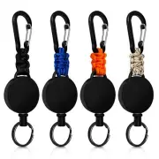 4Pk Heavy Duty Retractable Keychain Carabiner ID Badge Holder Keyring Key Holder