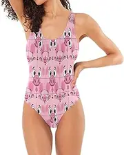 [RPLIFE] Cute Pig Faces Pink One-Piece Swimsuits for Women, Padded Swimsuits for Women Honeymoon Swimsuits for Women