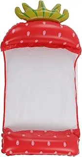 Inflatable Water Hammock Float Lounger Multifunctional Floating Chair Swimming Raft Premium PVC Material Strawberry Pattern Design for Pool Beach Ocean Lake River Outdoor Party
