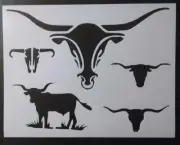 Longhorn Steer Bull Head Stencil - Reusable Plastic for Crafts & Decor