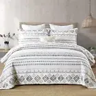 Finlonte Quilt Boho Quilt Set Boho Bedding Bedspreads Queen Size, 3 PCS White...