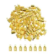 300Pcs Cord End Caps, 4.2mm End Caps Barrel Beads Kumihimo Iron (Gold)