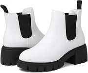 [ziitop] Womens Boots Chelsea Boots Women Platform Walking Ankle Boots Waterproof Elastic Chunky Heel Lug Sole Slip On Winter Boot
