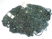 Antique Vintage Beads Czech Glass Green Metallic Iris AB Mini Master Hank Label