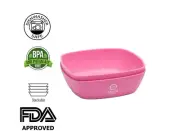BABY / TODDLER BOWL Set of 2 Silicone Food Grade Safe no slide Bowls Pink NEW