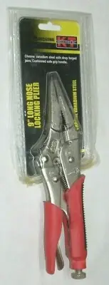 KT Industries 21-6109 Long Nose Locking Pliers 9" Long Chrome Vand Cushion Grip