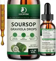 (2 Pack) Organic Soursop Graviola Liquid Drops, Soursop Extract Organic Pure for Natural Antioxidant, Cell Support & Regeneration, Immune Boost, Soursop Bitters Liquid Rich in Multivitamin - 2 FL OZ